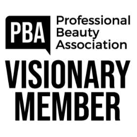 Logo of the Professional Beauty Association with 'Visionary Member' text on a white background